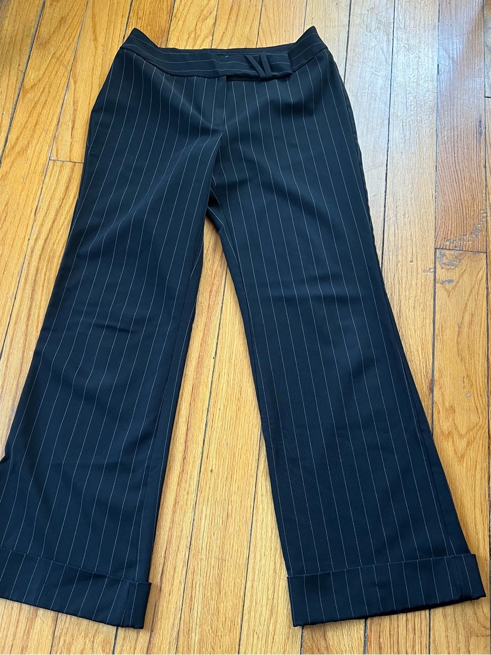 Star City Black Pinstripe Wide-Leg Dress Pants